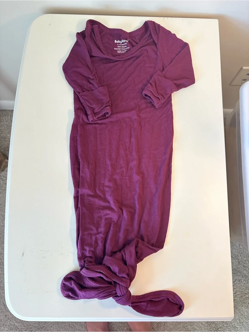 Baby Noah 3-6M Modal tie knot gown in Berry Pink